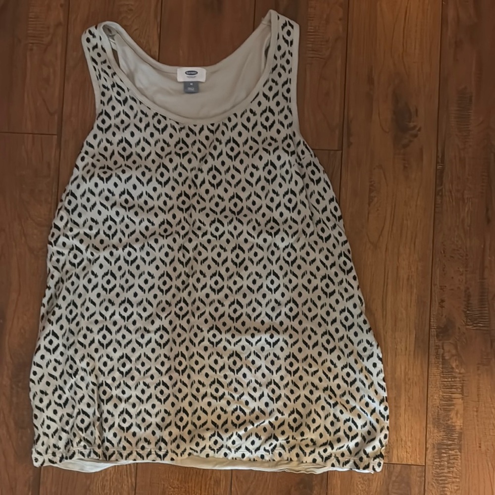Old Navy Black and White Graphic Relaxed Tank Top